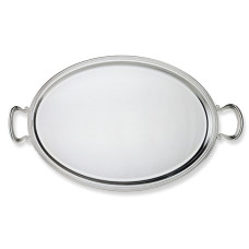 Tablett oval 51x35cm mit Halter, versilbert