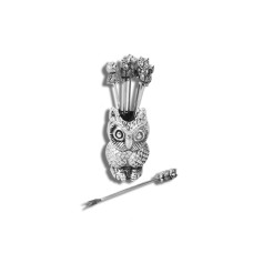 Cocktailset Eule versilbert Halter und 6 Picks L9cm