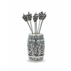 Cocktailset Traube Fass 6 Picks L9cm versilbert