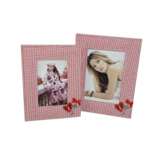 Rahmen VALENTINE 13x18 Stoff rot/weiss