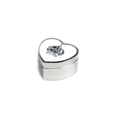 Schmuckdose Herz Krone D 7.5 cm versilbert Innenseite Velour