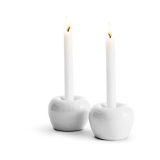 Kerzenhalter weiss 2Stk APPLE klein 6x4cm