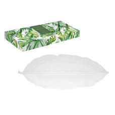 Servierplatte 47x19cm Leaves White