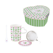 Tea strainer set 350 ml mit Sieb, Löffel, Mug CUORICINI COLOURS