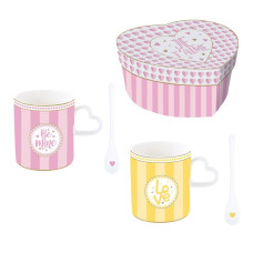 Mug mit Löffel Set 2 320ml CUORICINI COLOURS