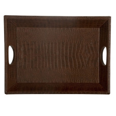 Tablett 70x50 H7.5cm croco braun, Kunstleder